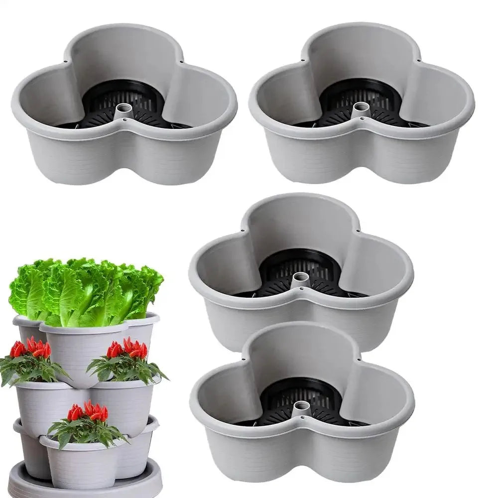 pots fleurs gris orange moderne roulettes plastique jardin adultes