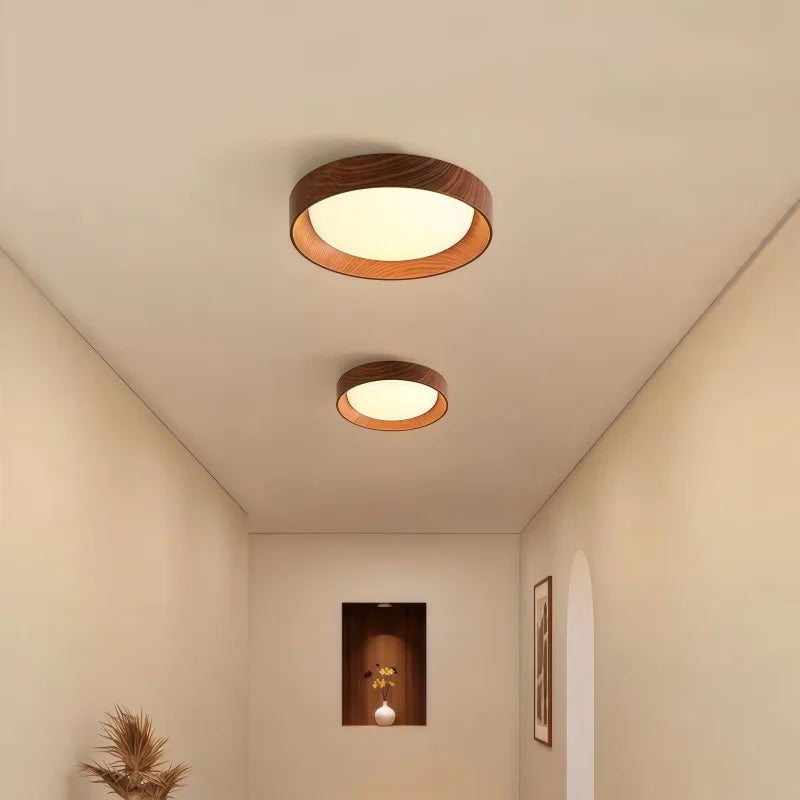 plafonnier led moderne couleur bois blanc chambre cuisine interrupteur bouton lumière changeante