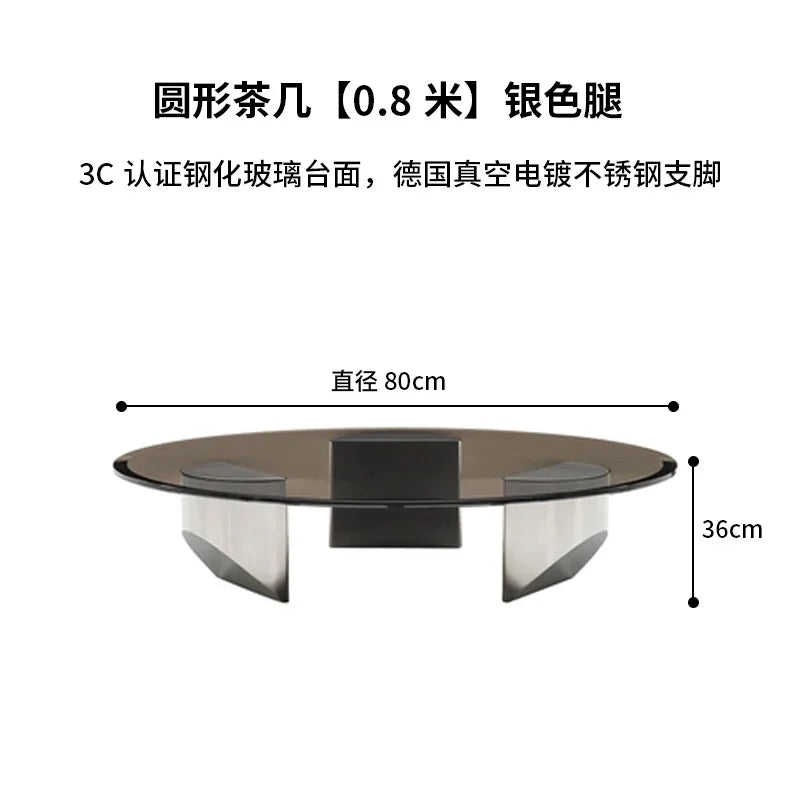 table basse moderne minimaliste métal verre lisse brillant noir argenté salon maison