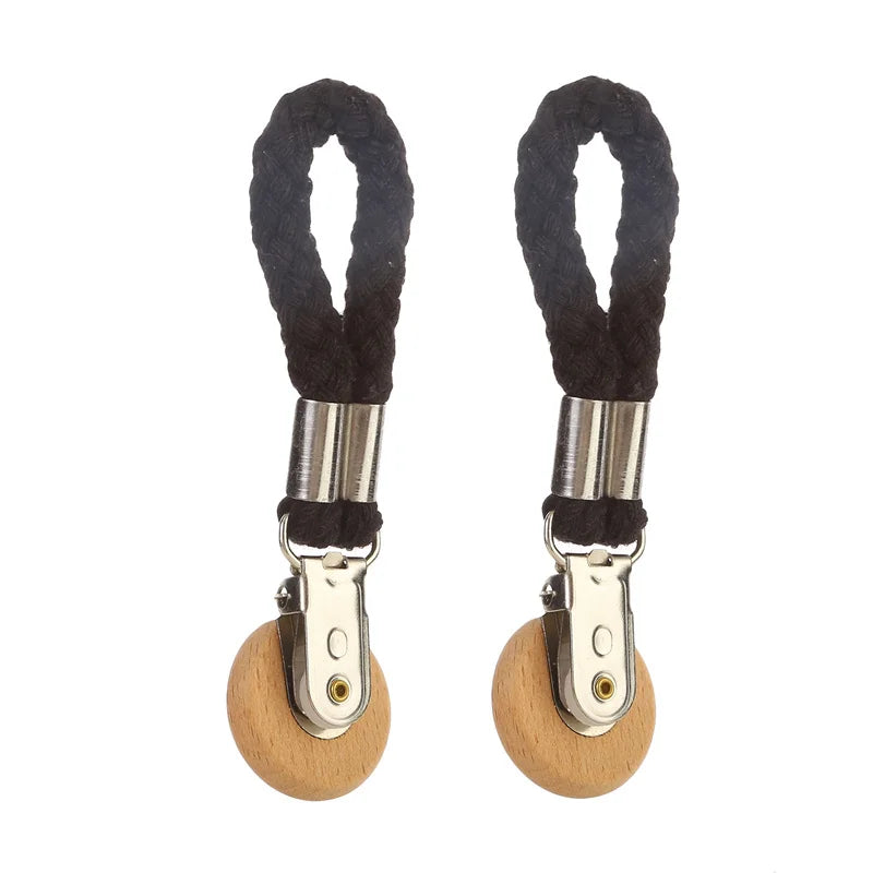 porte serviettes moderne rustique clips métalliques cordon tressé boutons bois gris noir blanc tissu
