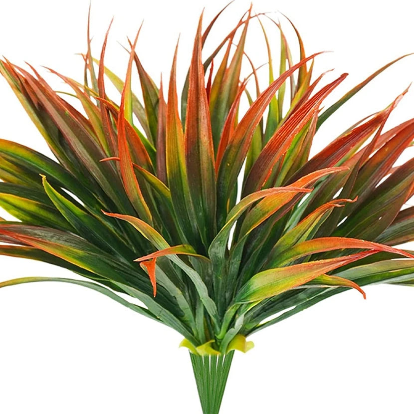 plantes artificielles herbe feuilles vertes modernes décoration intérieure extérieur minimaliste festive couleur rouge orange