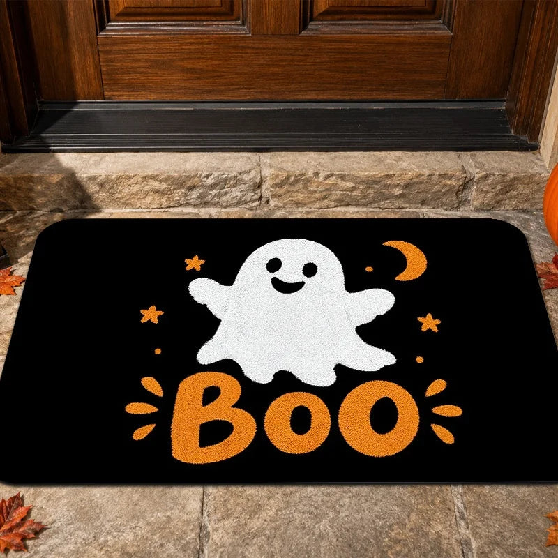 tapis halloween fantômes chats citrouilles sorcières étoiles lunes orange noir blanc rose violet