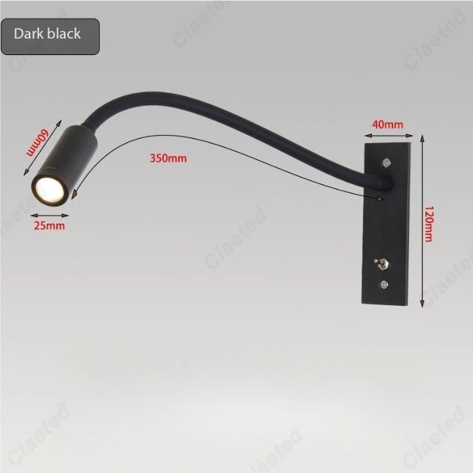 lampe chevet flexible moderne noir gris métallique angle réglable chambre étude entrée