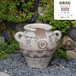 pots fleurs vintage gris motifs géométriques rustiques plantes artificielles cour jardin decoration