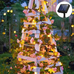 guirlande lumineuse fleurs artificielles rose blanc vert moderne clips solaireextérieurintérieur
