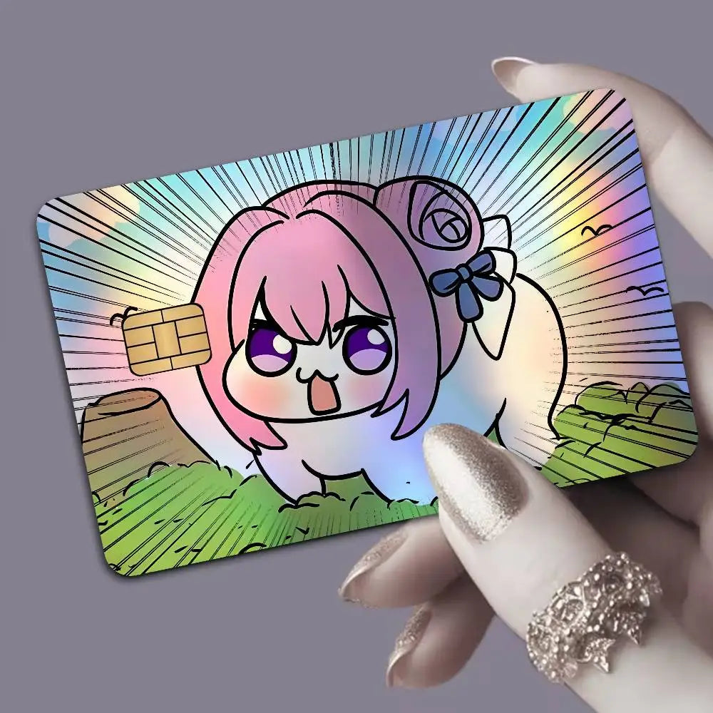 stickers carte bancaire laser waterproof antiusure dessin animé mascotte mignonne adhésifs rembourrables sans résidu
