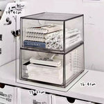 boîtes rangement acrylique transparentes empilables stationnerie cosmétiques maquillage moderne minimaliste respectueux environnement