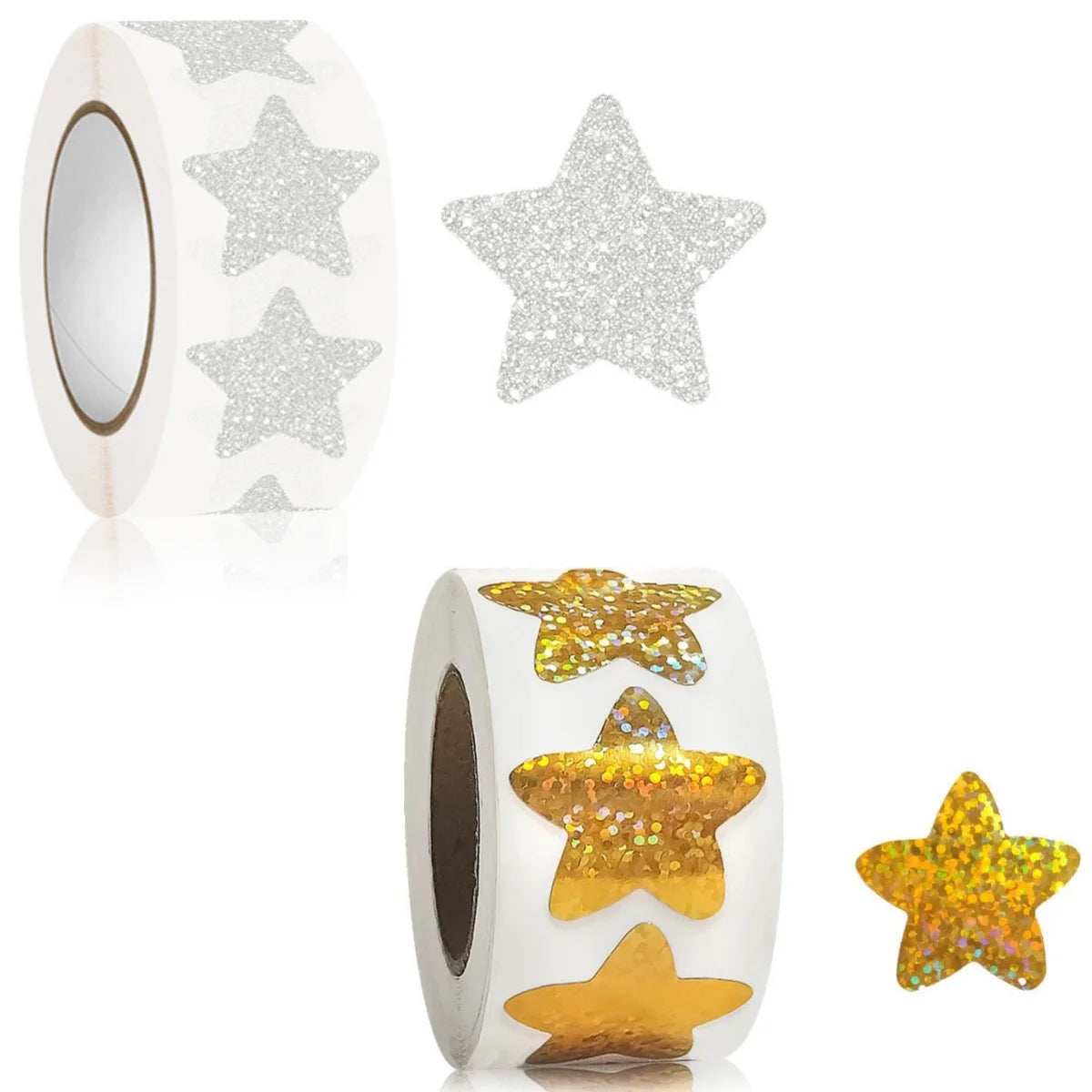 autocollants étoiles pailletées argent doré emballage cadeau décoration ornement 2.5cm festive argentées festive ornementales