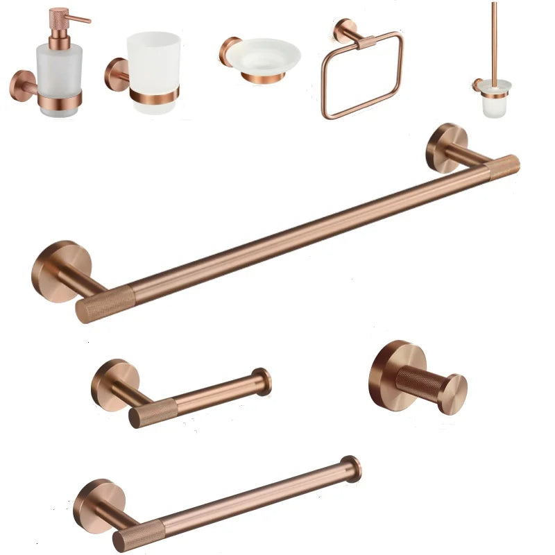 ensemble accessoires salle bain luxe or rose mat distributeur savon porte serviette porte papier