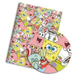 coussin pop art personnages animés bob l'éponge bleu rose polyester