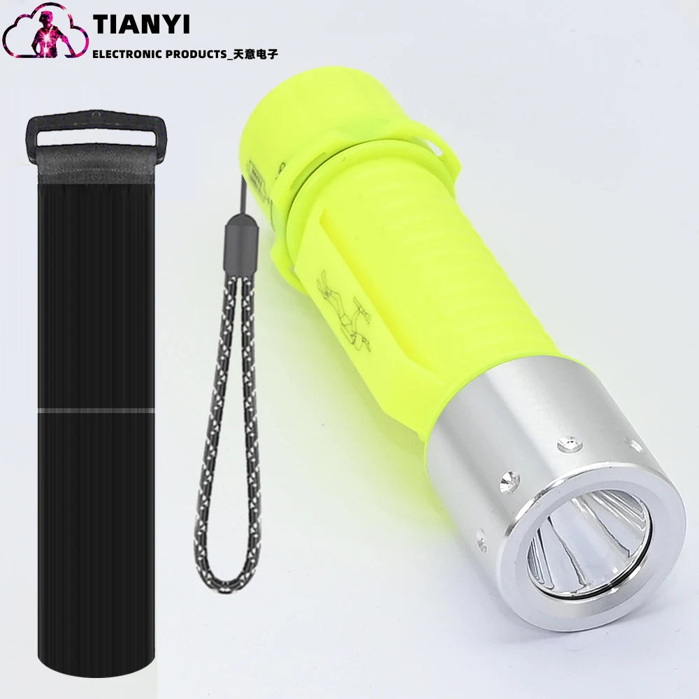 lampe plongée jaune fluo rechargeable modes lumière intense étanche flashlight utilitaire