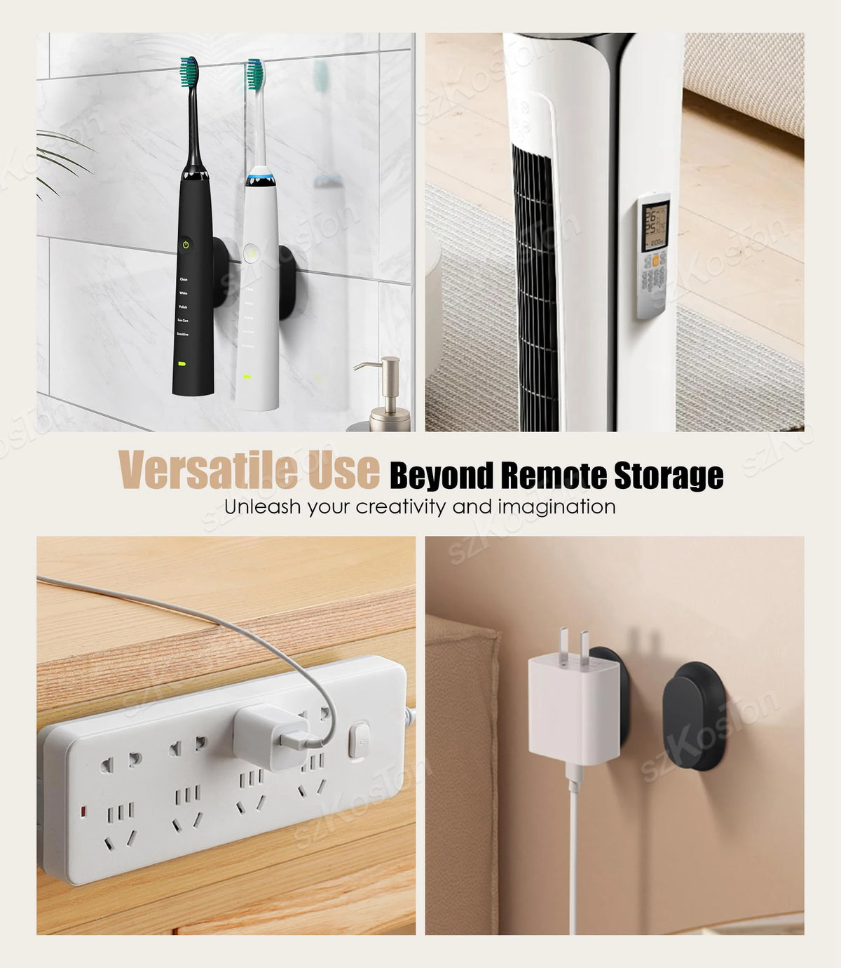 support mural magnétique télécommandes noir blanc adhésif moderne pratique ovale rond multiples