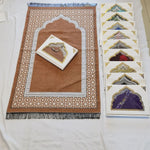tapis prière islamique géométrique polyester bleu vert gris violet moderne