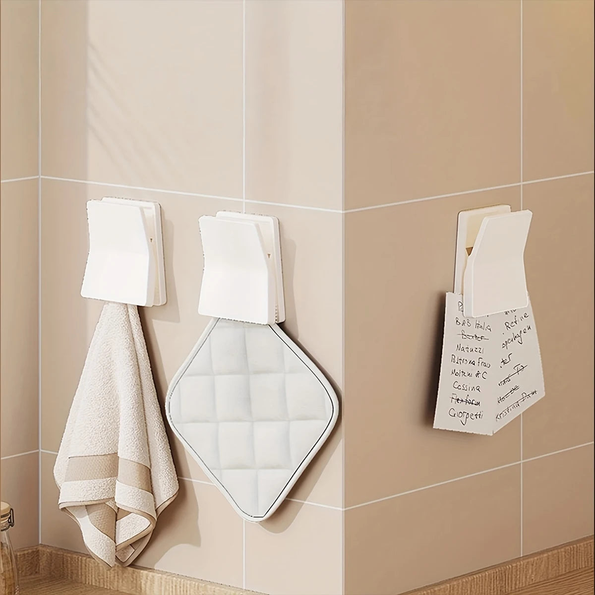crochet mural adhésif multifonctionnel blanc noir moderne serviette gant latex notes crème minimaliste