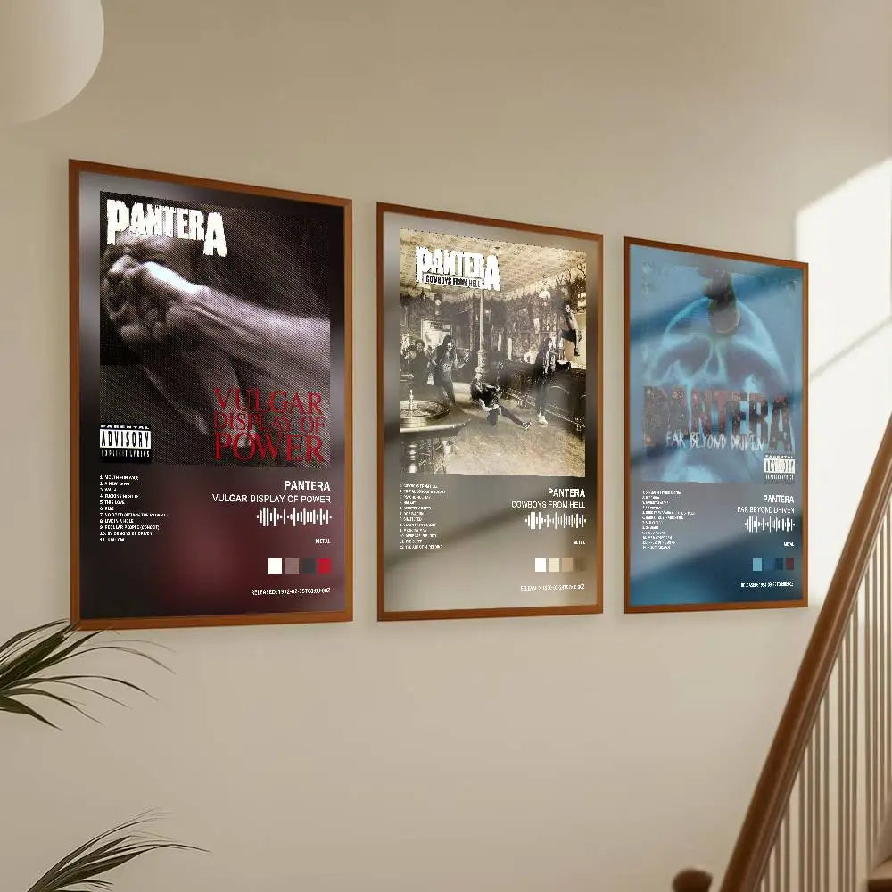 affiche musicale rap pantera moderne noir blanc cadre bois salon chambre decoration interieur papier
