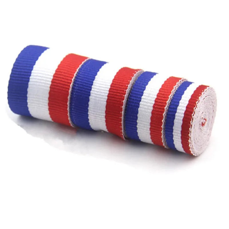 ruban gros grain rayé rouge jaune 25 yards polyester décoration barrette papillon double face