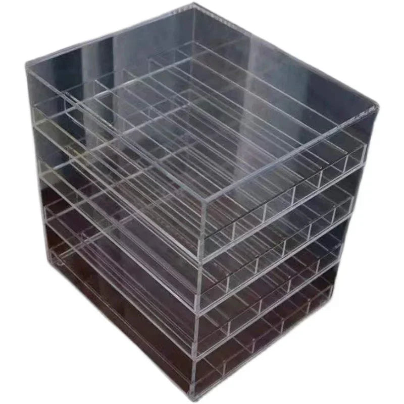 boîte rangement transparente moderne fards paupières blush rouge lèvres poudre cosmétiques minimaliste sans motif