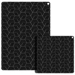 tapis protection silicone induction moderne noir blanc motif cubes adhésif cuisine