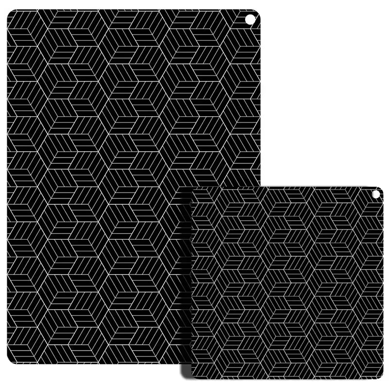 tapis protection silicone induction moderne noir blanc motif cubes adhésif cuisine
