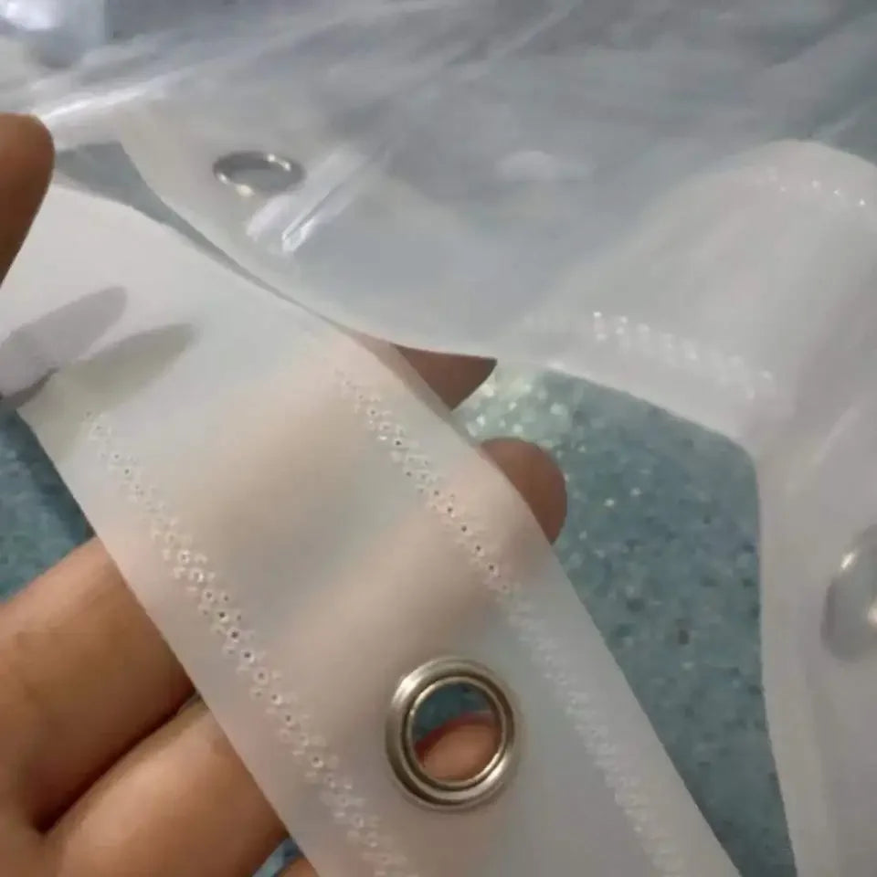 rideau douche transparent moderne aimants légèrement opaque rayures verticales respectueux environnement