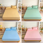 housse lit coton élastique uni moderne blanc bleu marine beige rose