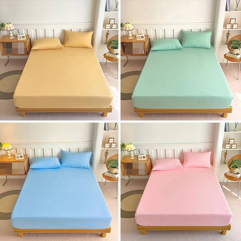 housse lit coton élastique uni moderne blanc bleu marine beige rose