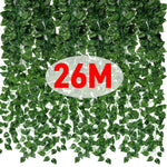 guirlande végétale artificielle feuilles vertes modernes décoration extérieure 26m longueur totale