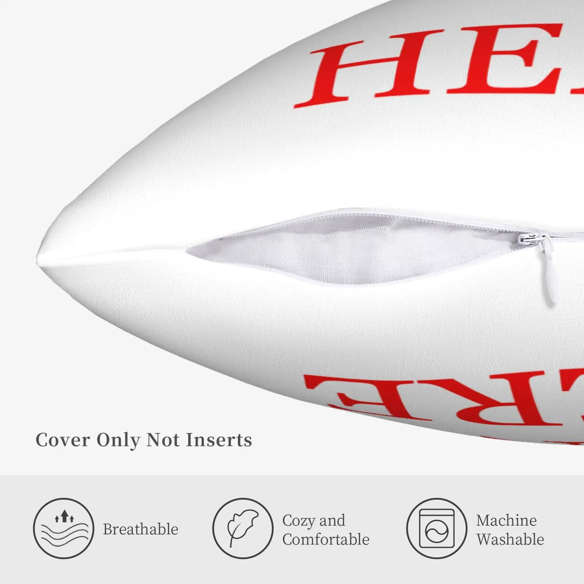 housse coussin personnalisable carré moderne lettre rouge zipper blanc deco lit voiture