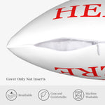 housse coussin personnalisable carré moderne lettre rouge zipper blanc deco lit voiture