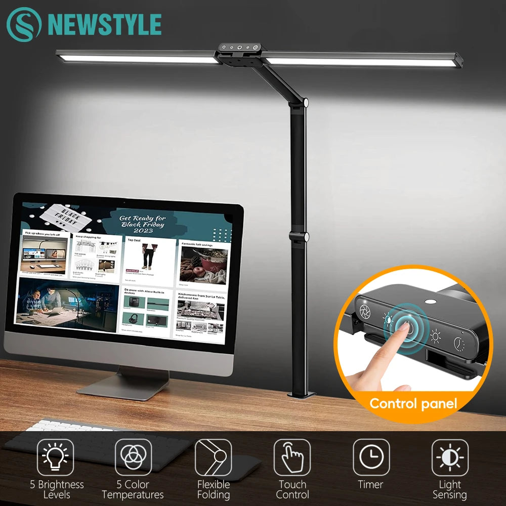 lampe led moderne noire 1800lm têtes réglables minuterie sensorielle