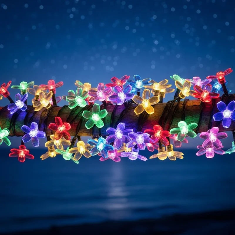guirlande lumineuse solaire fleurs multicolore moderne extérieure décoration jardin mariage 18 led spikes moderne