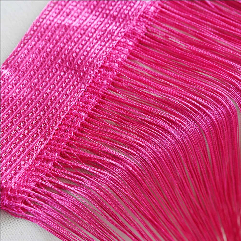 rideau franges transparent bohème salon couleur rouge vert bleu polyester 50x200cm