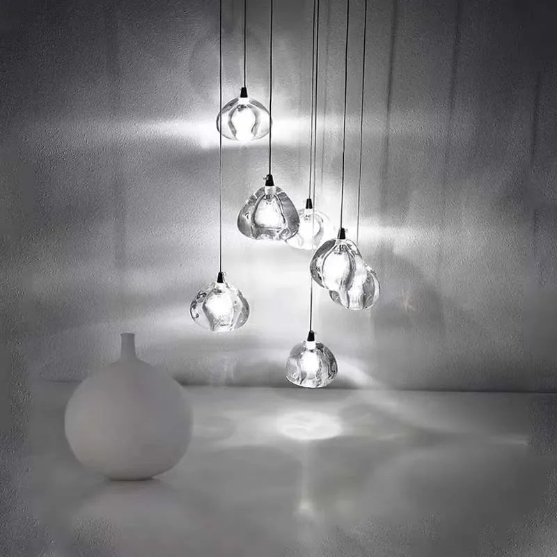 suspension lumineuse led transparente forme organique moderne 249 2000 lumens