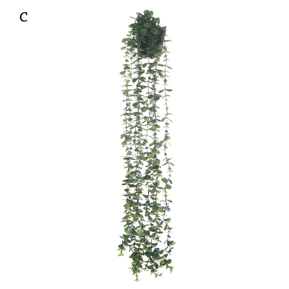 plantes artificielles suspendues arbre vert feuilles uniformes pot noir décoration moderneextérieur accroché