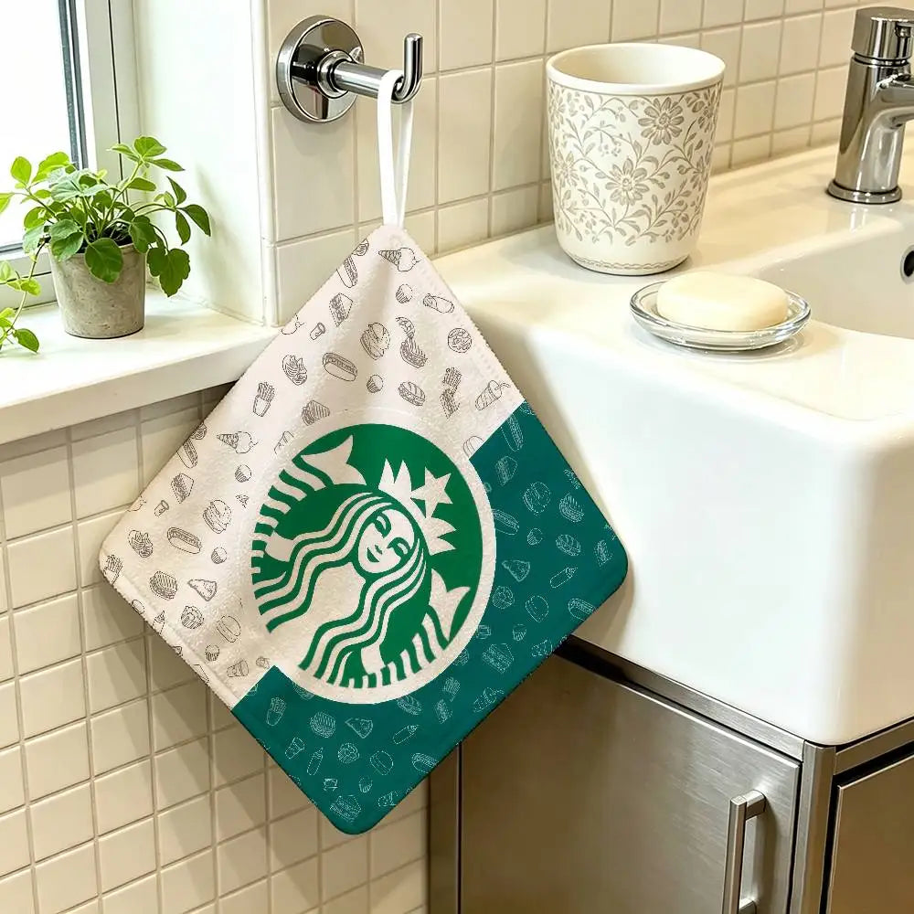 sac main vert logo starbucks blanc anneau métallique moderne polyvalent durable polyester Jacquard
