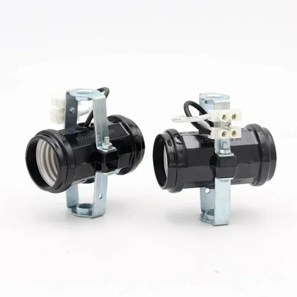 support lampe e27 noir argent fil électrique industrial têtes bases plastique métal galvanisé opaque