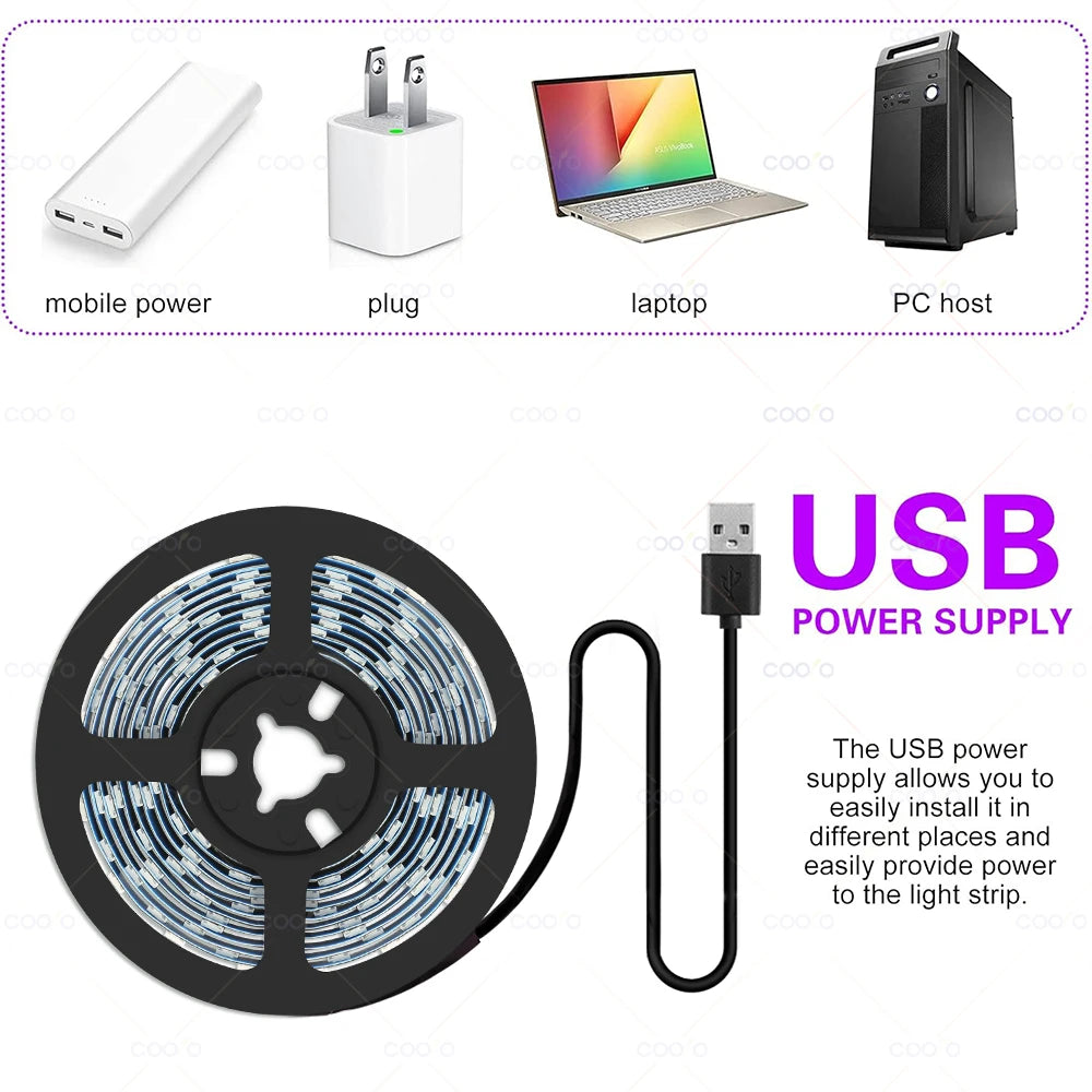 ruban led uv noir violet 60 leds adhésif moderne câble usb chargeur portable pc