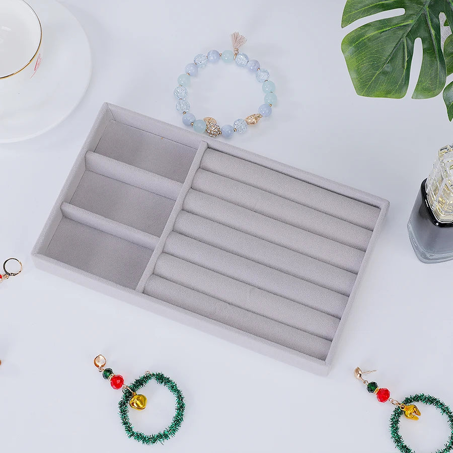 boîtes bijoux velours gris moderne storage ornement colliers boucles doreilles bagues bracelets