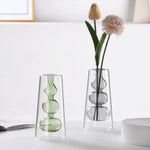 vase verre transparent billes sphériques minimaliste couleur gris bleu vert orange rose