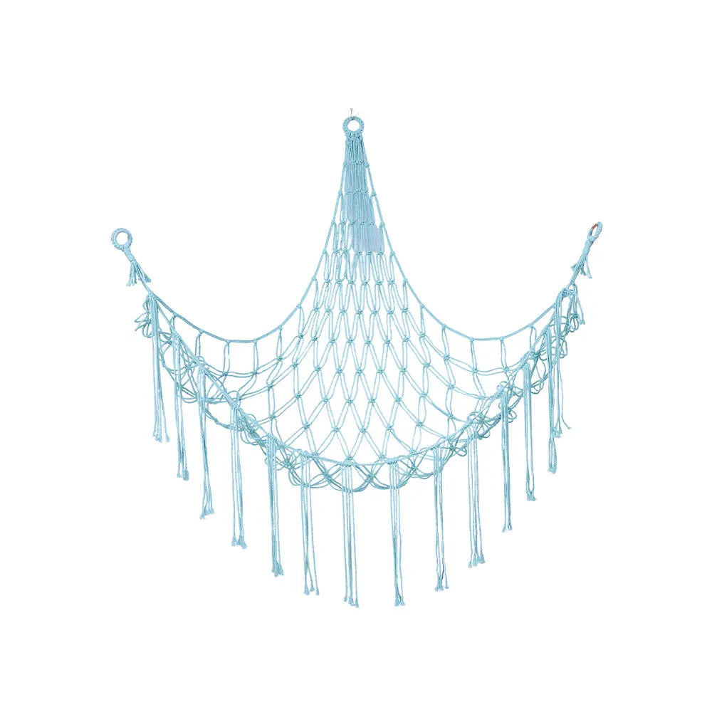hamac suspendu filet franges boho moderne peluches rose blanc gris bleu violet respectueux environnement