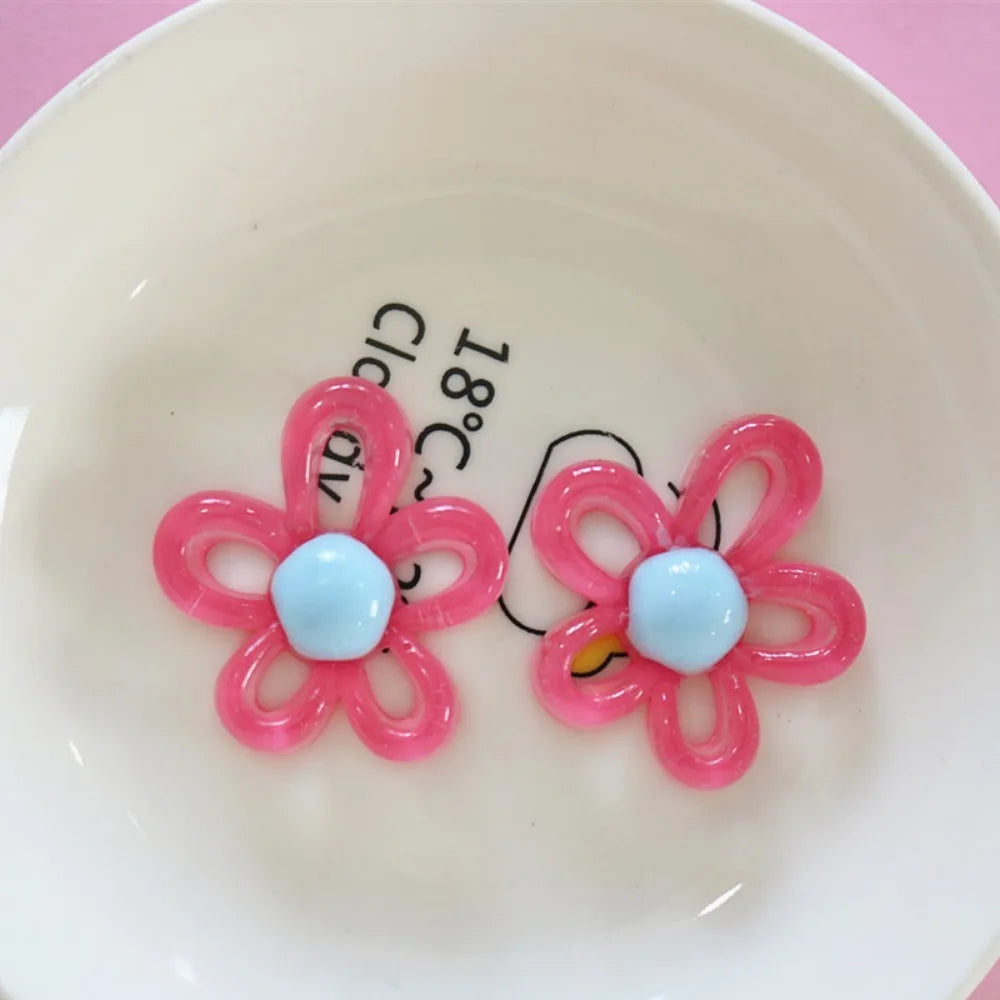 clips cheveux fleurs violet blanc orange vert jaune rose bleu kawaii