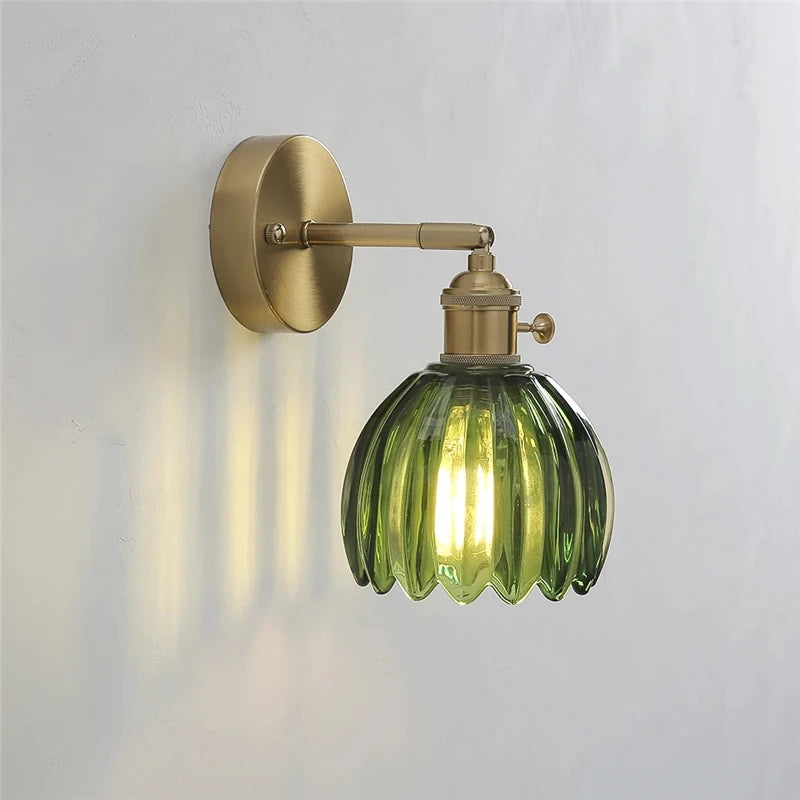 lampe murale moderne verre floral or vert translucide vintage fixée mur led contemporain