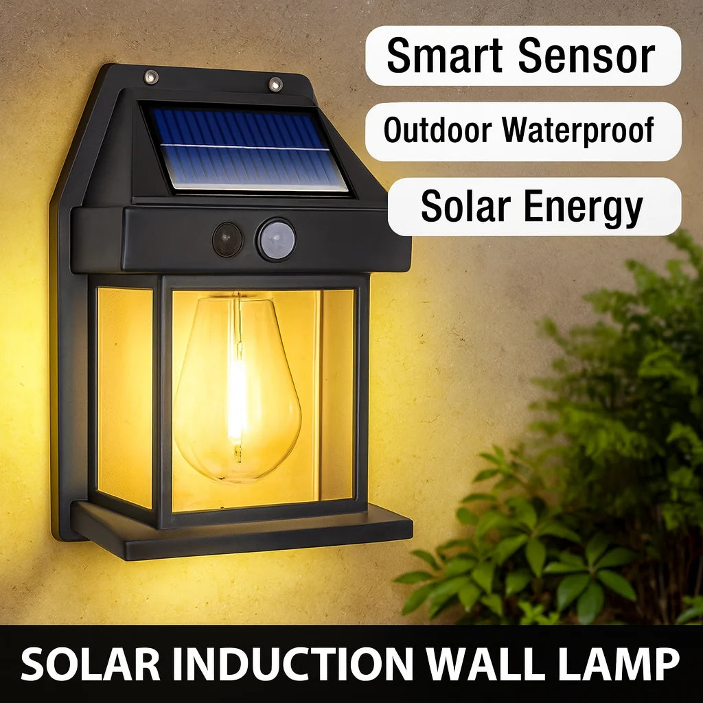 lampe murale solaire led étanche ip65 noir transparent moderne capteur mouvement panneau solaire