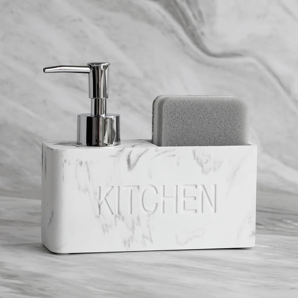 distributeur savon liquide gant cuisine marbré granité moderne noir blanc