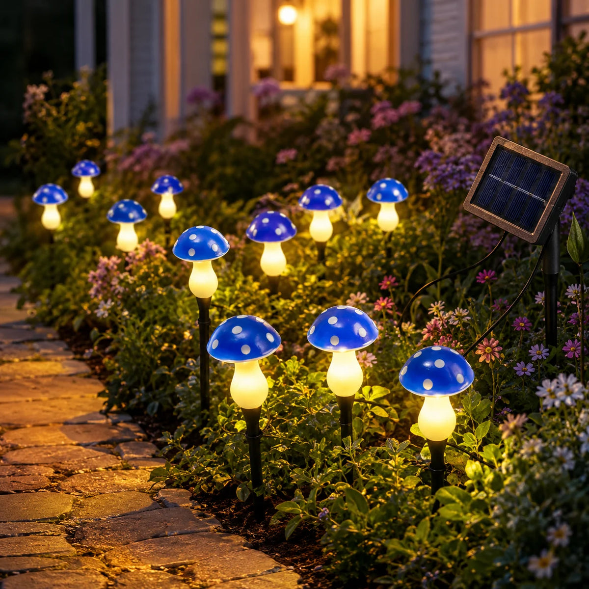 lampe solaire jardin champignon décoratif piquet extérieur led couleur halloween cour jardin extérieur