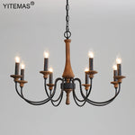 lustre bois vintage noir ampoules e14 cinq bras salon chambre coucher rustique