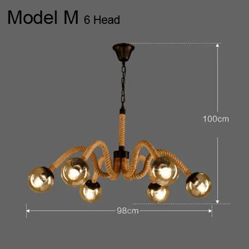 suspension lumineuse industrielle vintage corde naturelle métal noir ampoules opacité