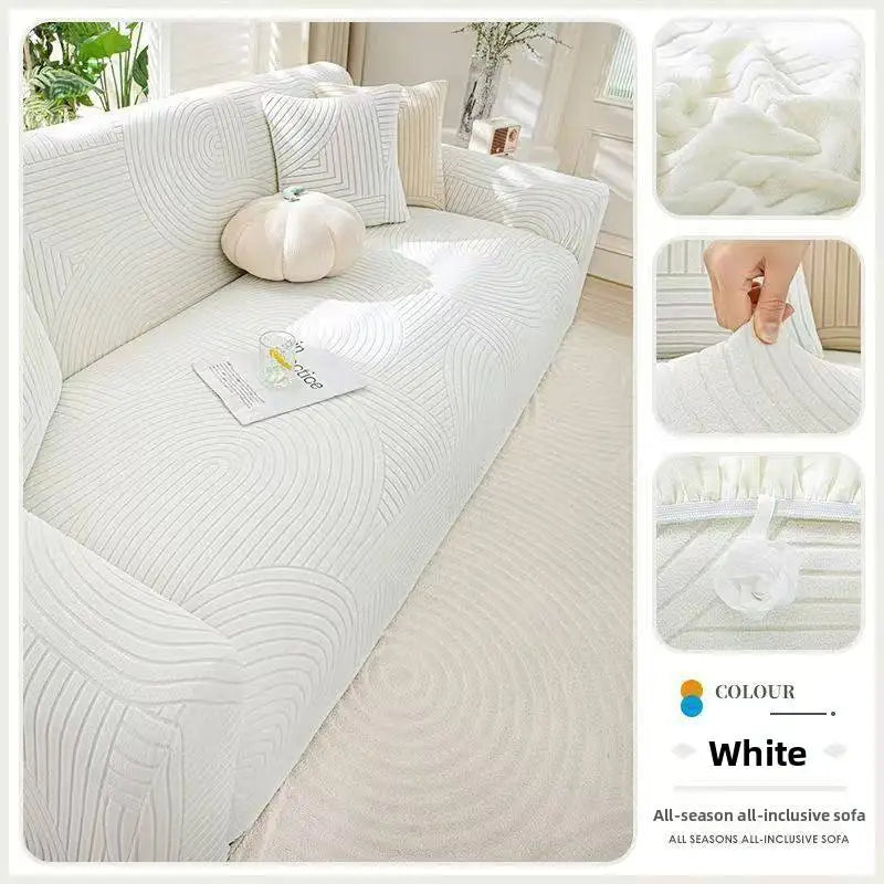 housse canapé élastique velours extensible salon fauteuil modulaire coussin décoratif