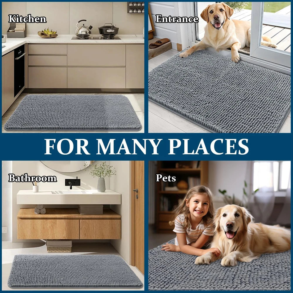 tapis antidérapant absorbant boueux porte moderne gris boules rapide sécher
