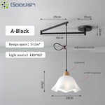 lampe suspendue moderne blanc noir flux lumineux led interrupteur bouton decoration chambre coucher